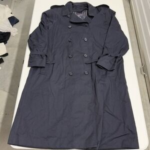 Burberrys London Mens Navy Blue Double Breasted Trench Coat Nova Check Lining